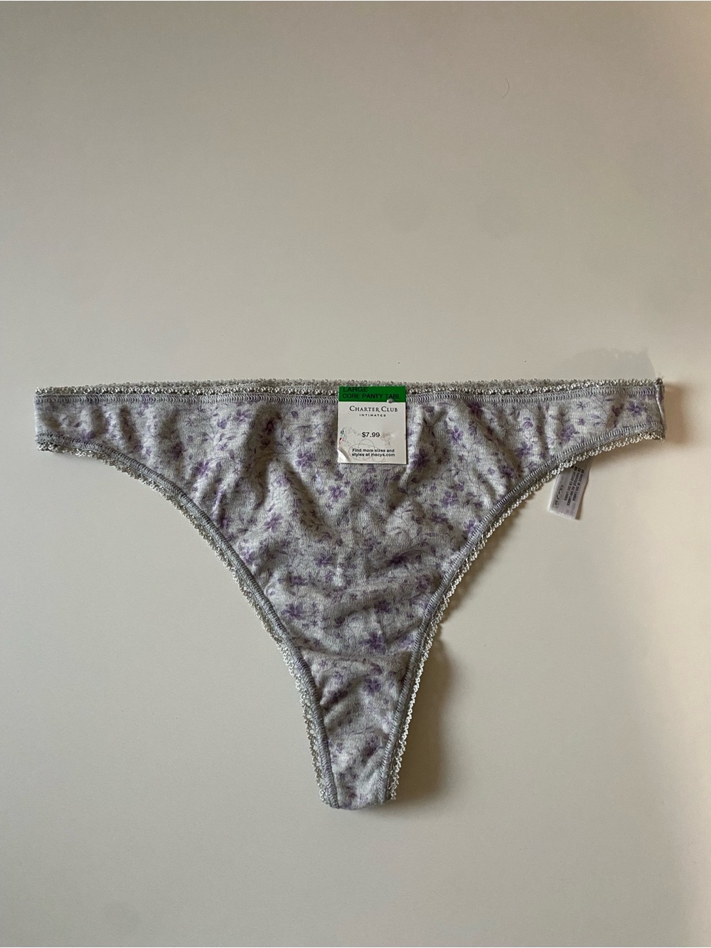Charter Club Women's purple printed thong NWT